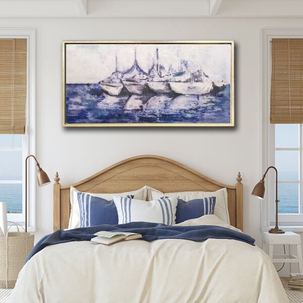 Beyaz Yelkenliler, Yağlı Boya Dokulu Tablo