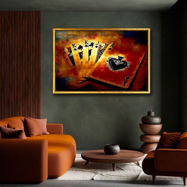 İskambil Kartları, Yağlı Boya Dokulu Tablo