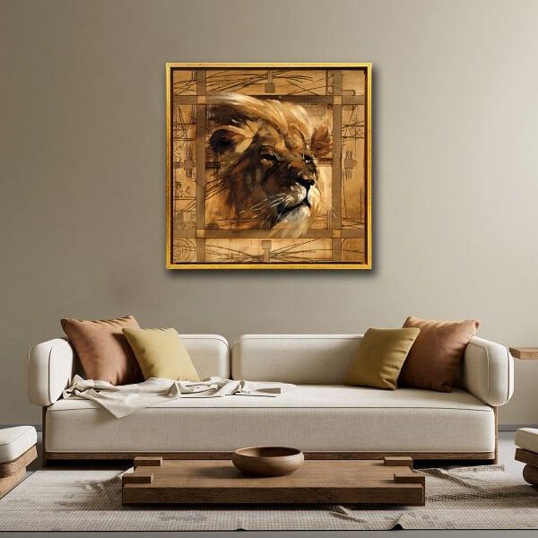 Aslan Kafası,  Yağlı Boya Dokulu Tablo