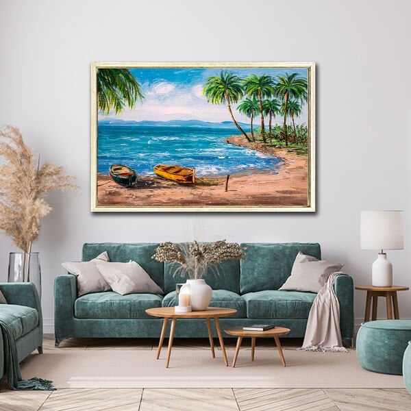 Sahil Kenarı, Yağlı Boya Dokulu Tablo