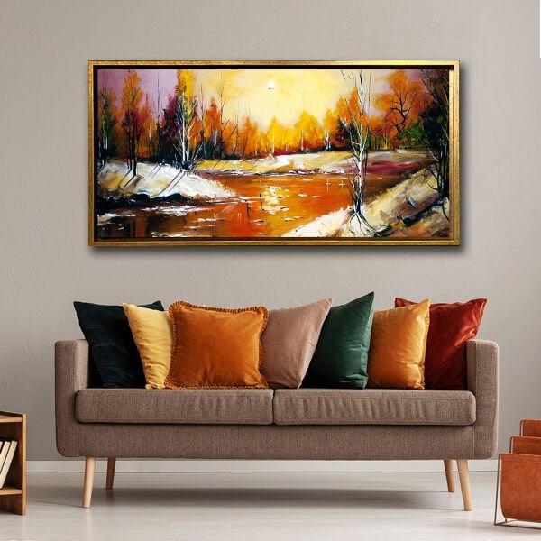 Sonbaharda Göl, Yağlı Boya Dokulu Tablo