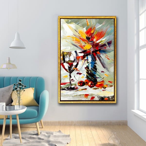 Şarap Kadehi,  Yağlı Boya Dokulu Tablo