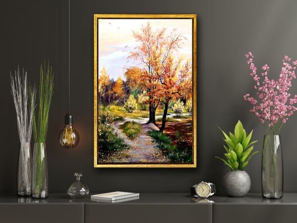 Sonbaharda Ağaç, Yağlı Boya Dokulu Tablo