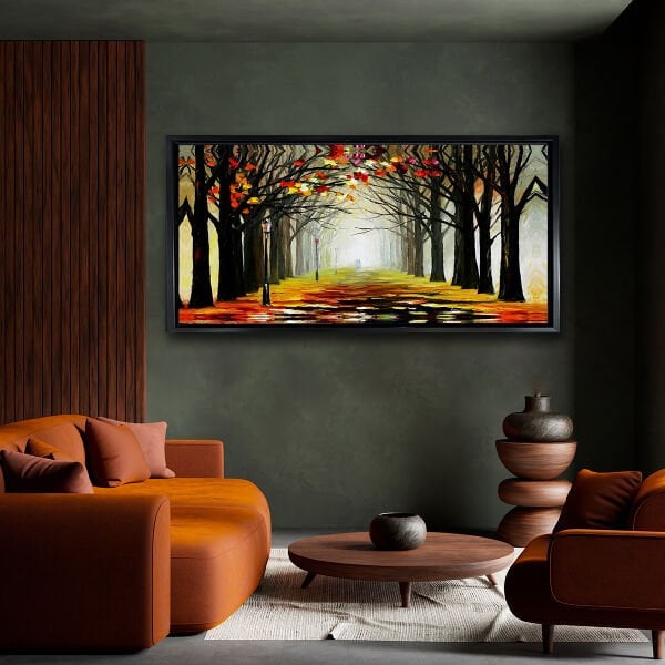 Sonbaharda Orman, Yağlı Boya Dokulu Tablo