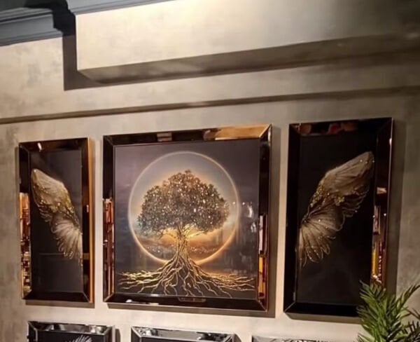 Aynalı Tablo, Hayat ağacı 3 Lü Set Tablo Gold