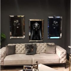 Ayna Çerçeveli, Afrikalı Kadın Tablo, 3 lü Set