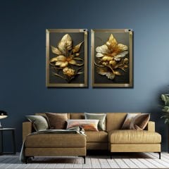 Ayna Çerçeveli, Çiçek Tablo, 2 li Set