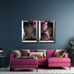 Ayna Çerçeveli, Flowers Tablo, 2 li Set