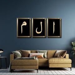 Ayna Çerçeveli, Elif ,Lam, Mim, 3 li Set