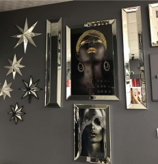 Ayna Çerçeveli, 60x90 cm. 3lü set, Afrikalı Kadın Tablo