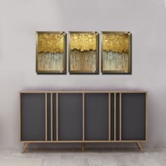 Ayna Çerçeveli ,3 lü Set Soyut Tablo
