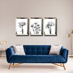 Ayna Çerçeveli ,3 lü Set Çiçek  Tablo