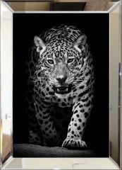 Aynalı Tablo gümüş leopar