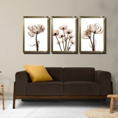 Ayna Çerçeveli ,3 lü Set Çiçek Tablo