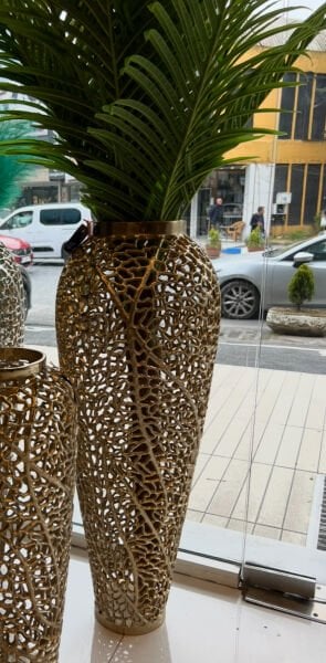 DEKORATİF METAL  GOLD KÜP VAZO.