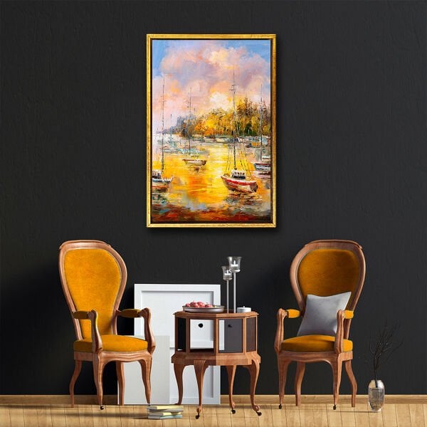 Gün Batımı Limanı, Yağlı Boya Dokulu Tablo