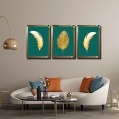 Ayna Çerçeveli ,3 lü Set Yaprak Tablo