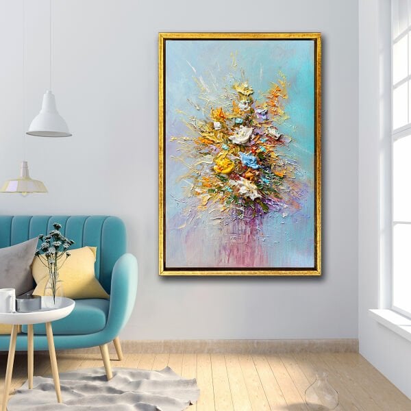 Çiçek , Yağlı Boya Dokulu Tablo